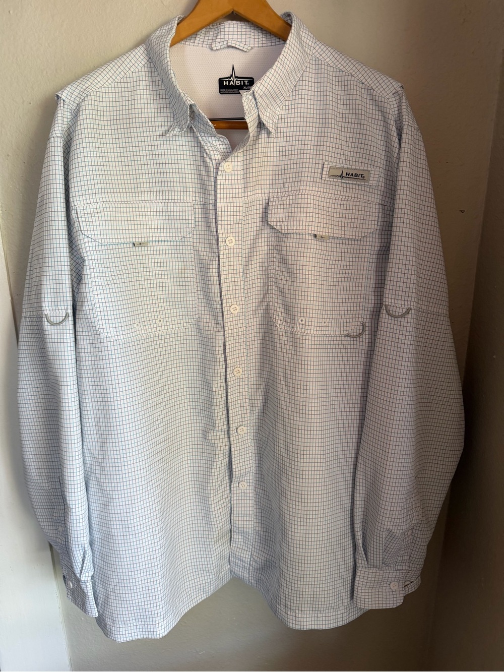 Habit white blue long Sleeve Button Shirt Men XL